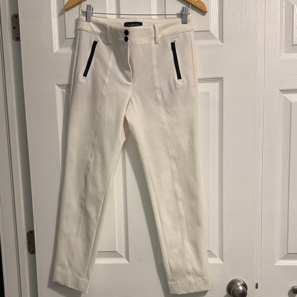 Talbots White Dress Pants with Black Accents